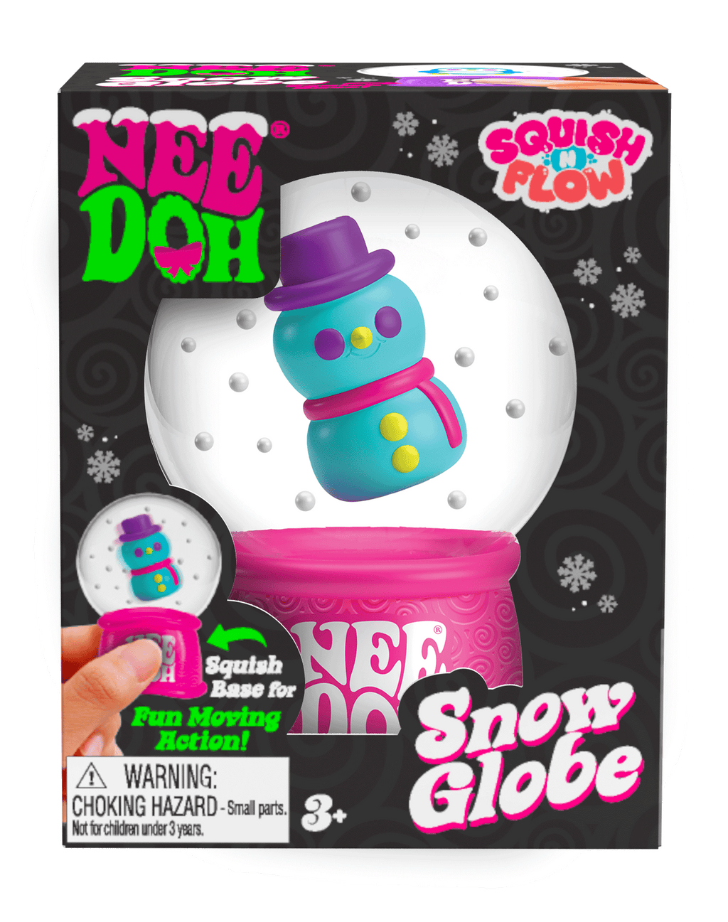 Ice-Cube Texture NeeDoh Squish N Flow Snow Globe | Signature Moonlit Lane - Translucent Jelly Cool Cube Sensory Toy Detail
