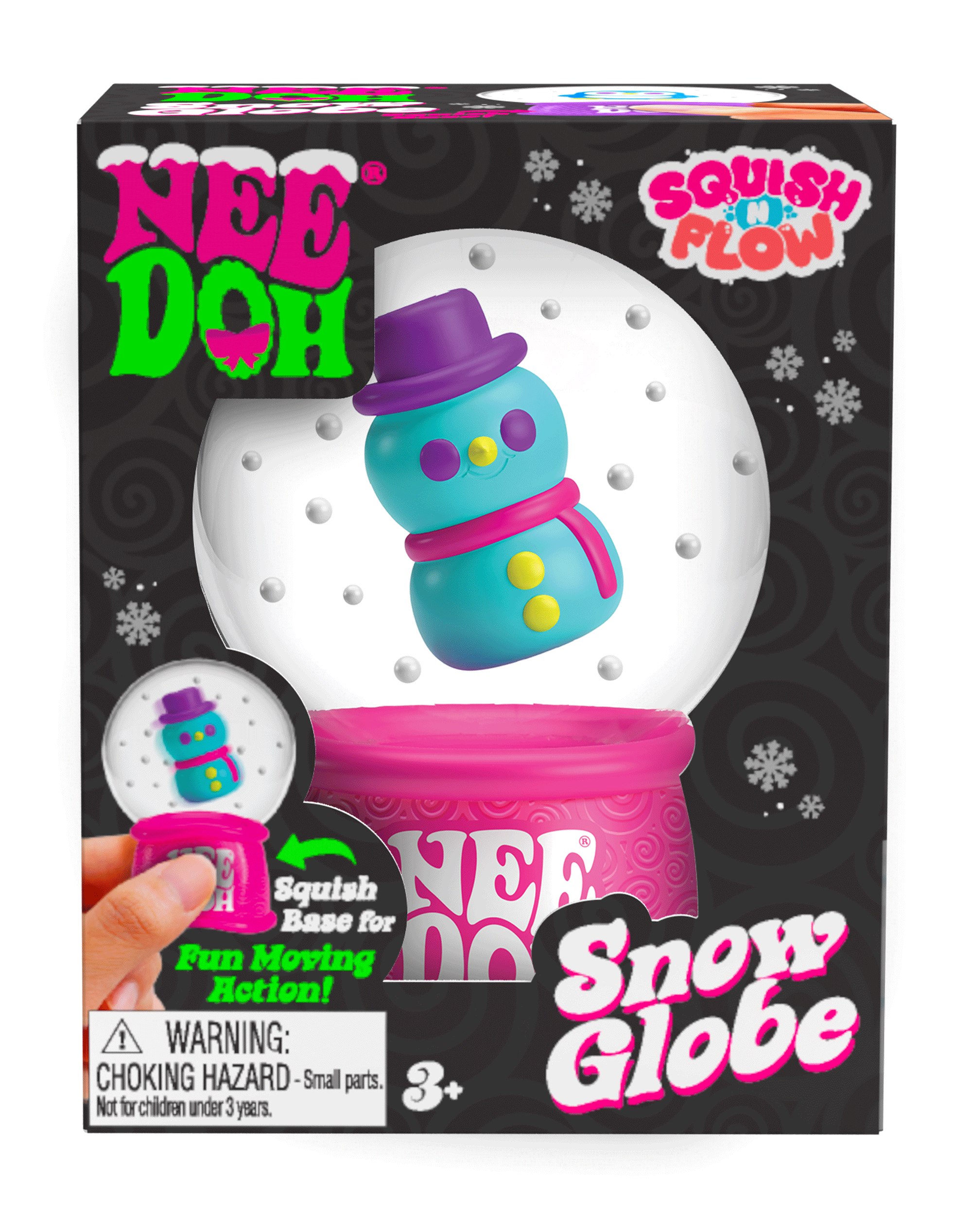 Ice-Cube Texture NeeDoh Squish N Flow Snow Globe | Signature Moonlit Lane - Translucent Jelly Cool Cube Sensory Toy Detail