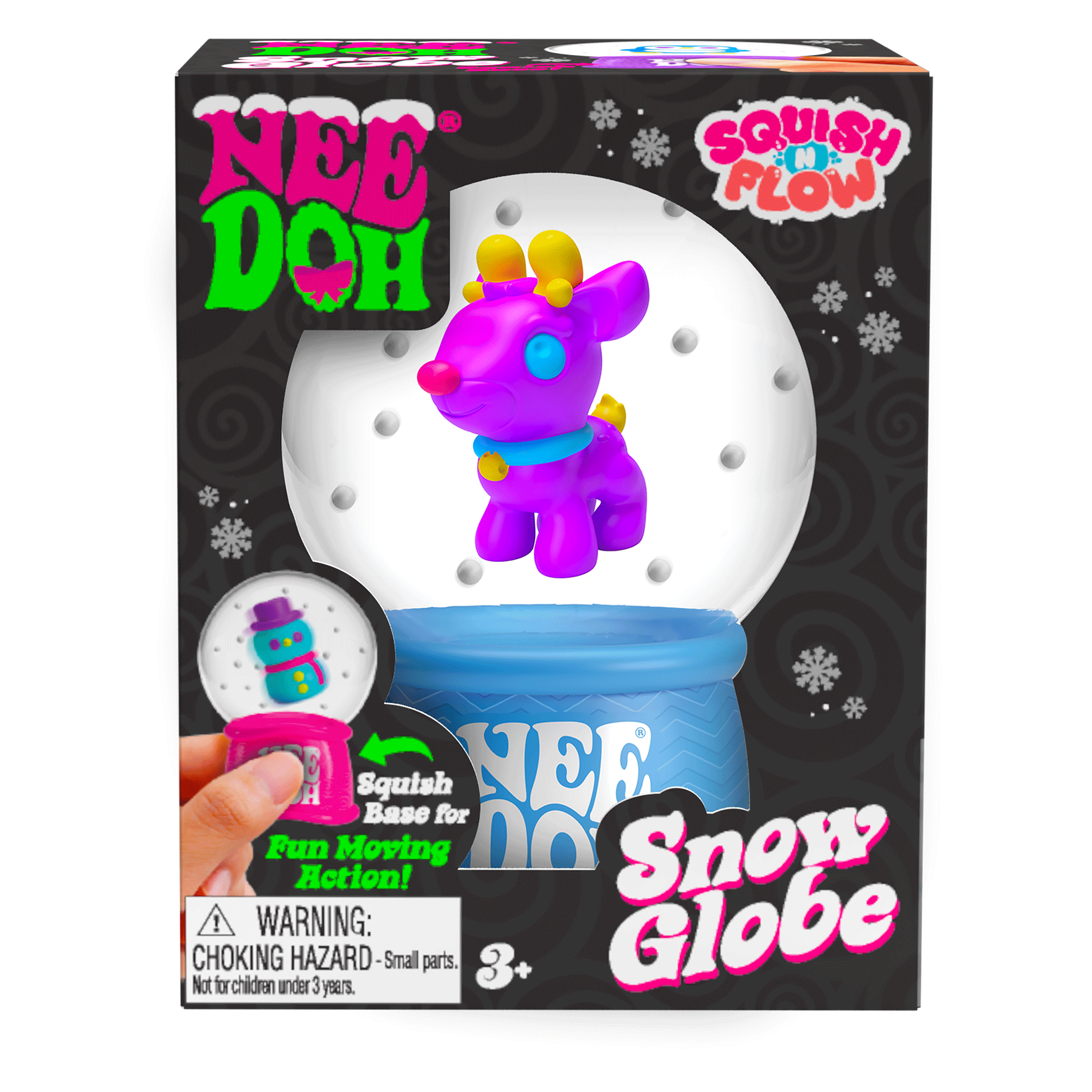 Ice-Cube Texture NeeDoh Squish N Flow Snow Globe | Signature Moonlit Lane - Translucent Jelly Cool Cube Sensory Toy Detail