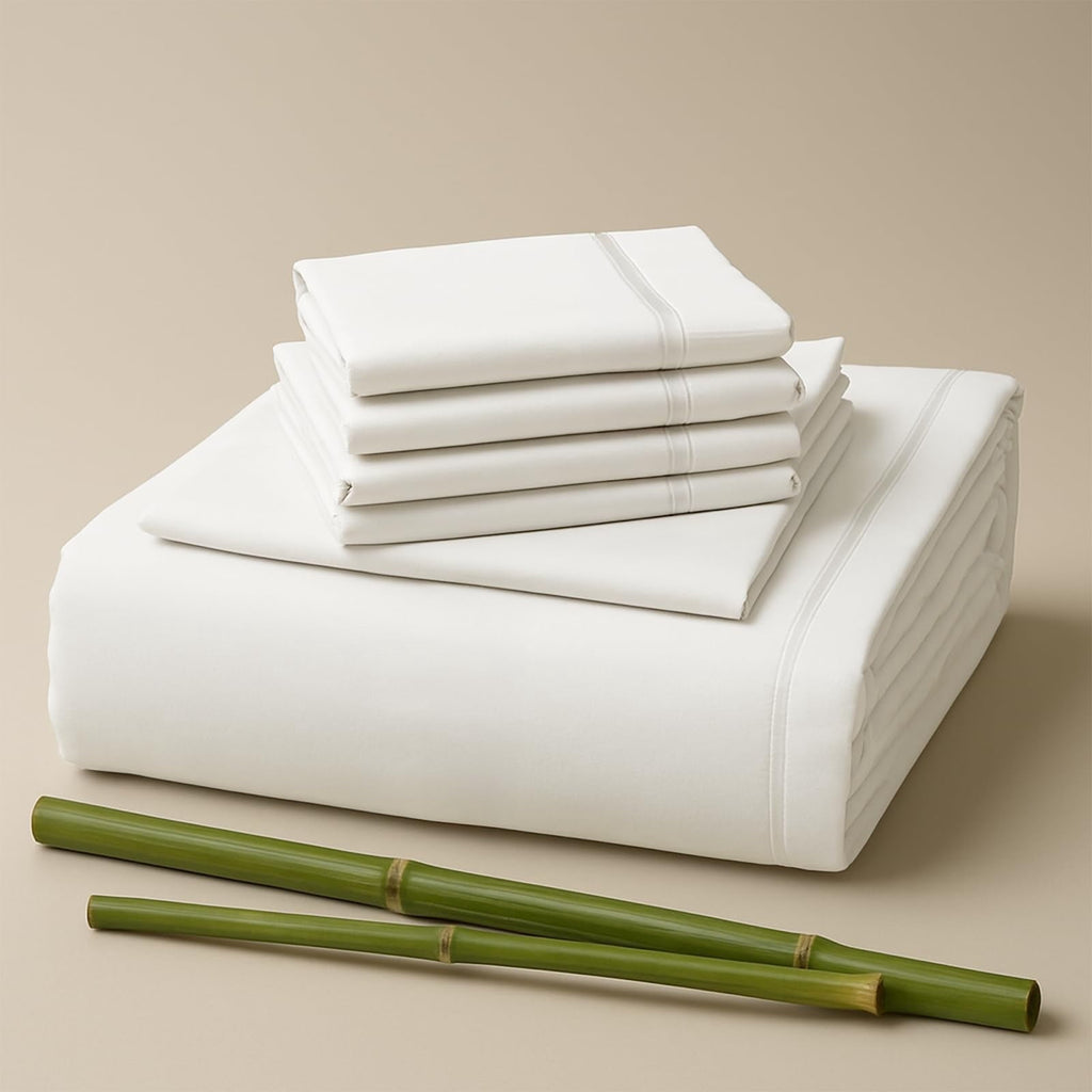 Cooling Sateen Sacred Thread Rayon Derived , 18'' Deep Pocket Cooling Sheets for Hot Sleepers, 6 PC Cooling Sheets (Queen Size - Breathable Egyptian Cotton Flat & Fitted Sheets - Default Title