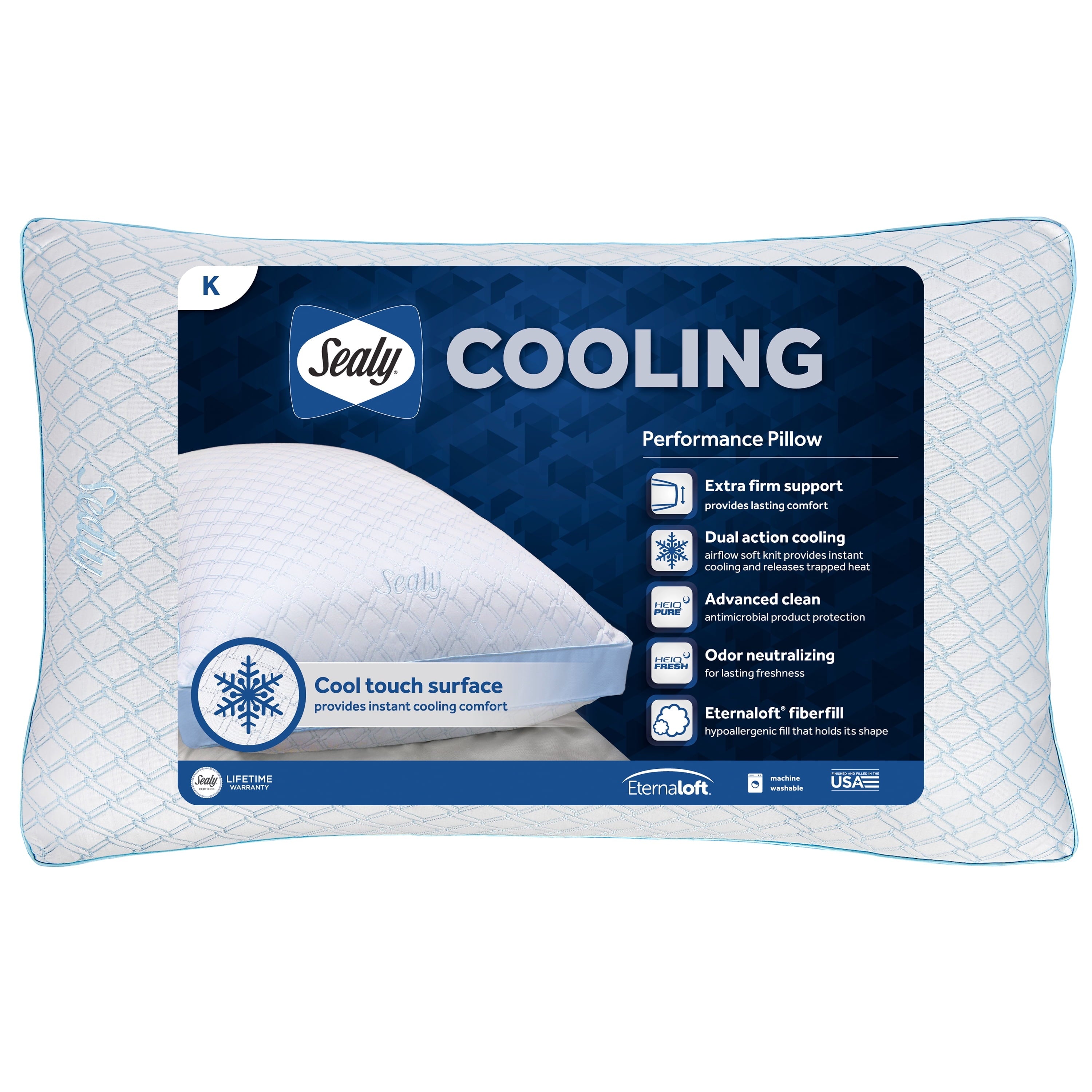 Ergonomic Memory Foam Cooling Performance Odor Neutralizing Extra Firm Support Machine Washable Pillow, King - Hotel Quality Plush Sleeping Pillows - Default Title
