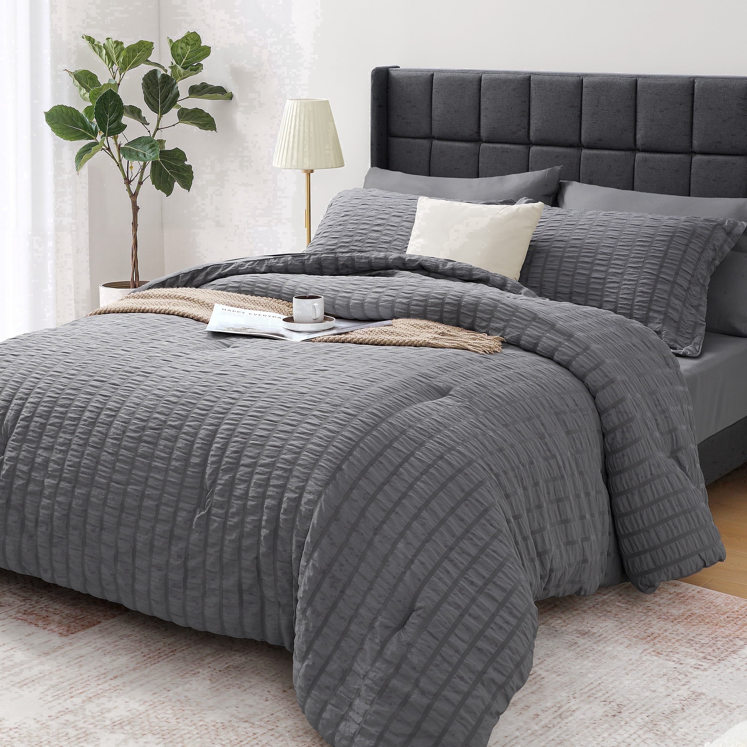 Hypoallergenic Cloud 7 Piece Queen Comforter Set, Bed in a Bag with Sheets, Pillowcases & Shams, All Season Soft Bedding, Cozy and Lightwe... - All-Season Down Alternative Comforter Insert - Default Title