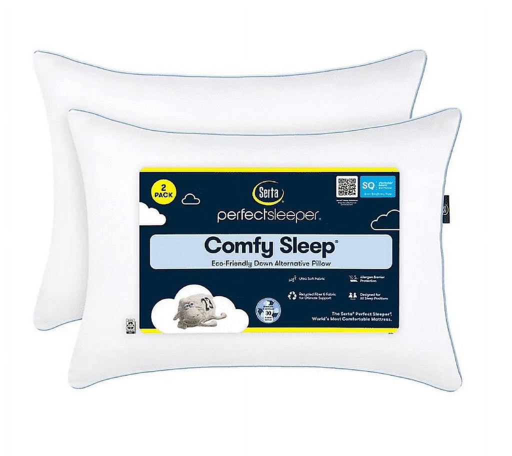 Orthopedic Support Queen Microfiber Polyester Bed Pillows Hypoallergenic (2 Count) - Hotel Quality Plush Sleeping Pillows - Default Title