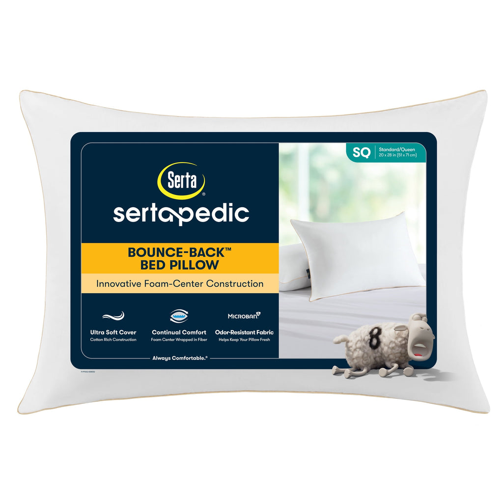 Orthopedic Support pedic Bounce Back Standard/Queen Bed Pillow, Hypoallergenic Fill - Hotel Quality Plush Sleeping Pillows - Default Title