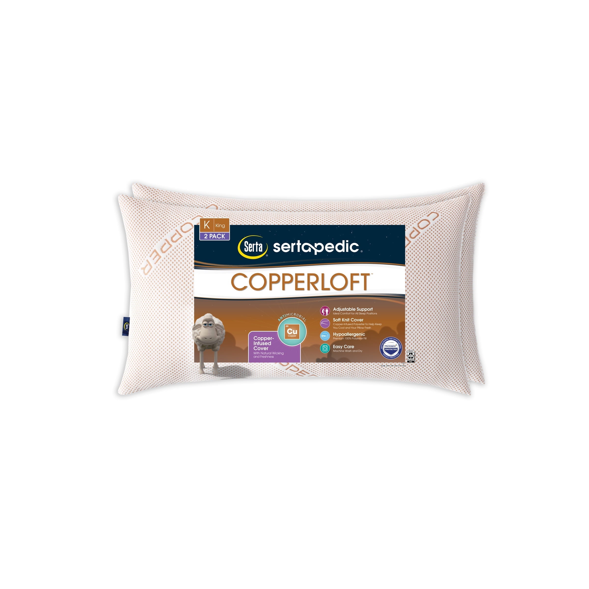 Ergonomic Memory Foam Copperloft King Bed Pillow, 2 Pack, Hypoallergenic - Ergonomic Memory Foam Pillow for Neck Pain Support - Default Title