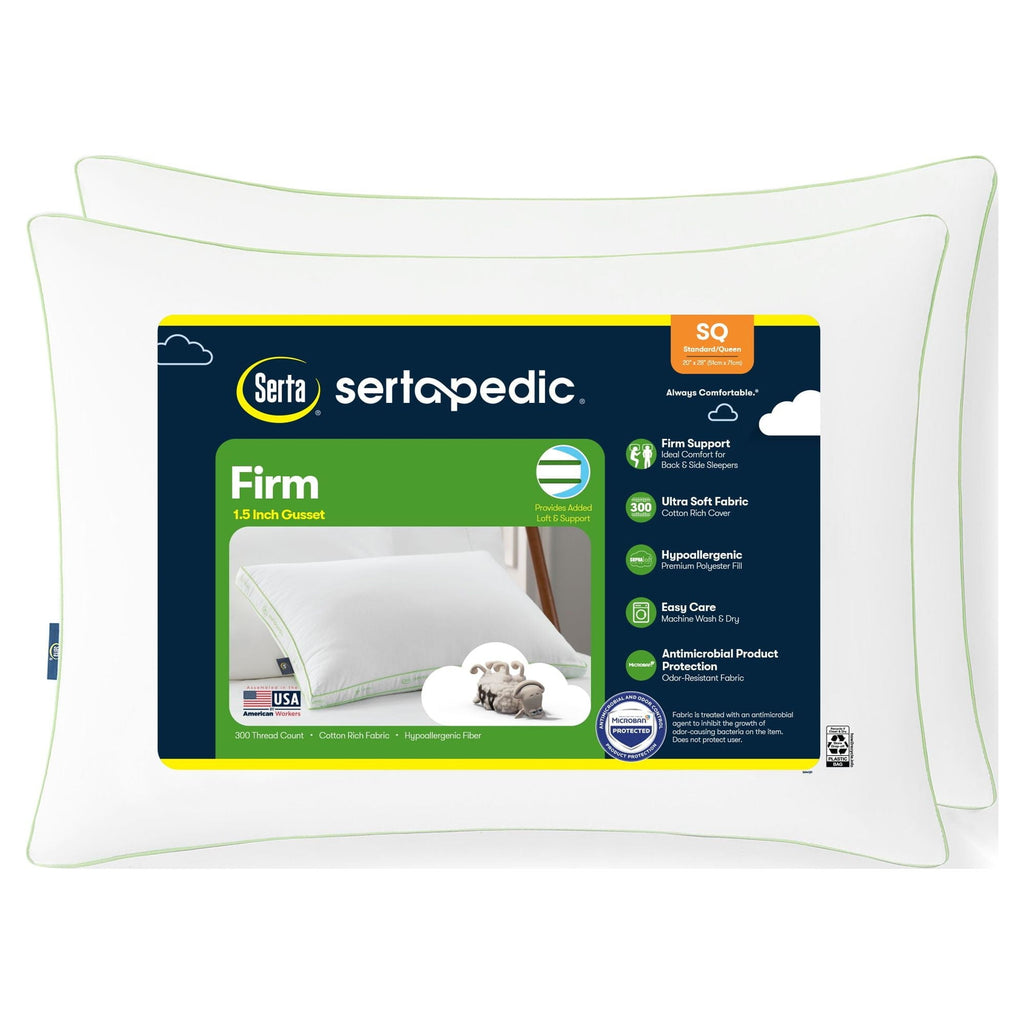 Ergonomic Memory Foam Firm Bed Pillow, Standard/Queen, 2 Pack - Hotel Quality Plush Sleeping Pillows - Default Title