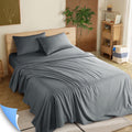 Wrinkle-Resistant Shilucheng 4 Pieces Luxury Bed Sheets Set, Plush Microfiber Bed Sheets, 16" Deep Pocket, Queen, Dark Gray - Luxury Bed Sheet Set with Deep Pockets - Default Title
