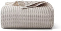 Lightweight Warm 100% Cotton Waffle Bed Blanket King Size, Throw Blanket for Couch All Seasons (Beige, 104x90) - Super Soft Reversible Sherpa Flannel Blanket - Default Title