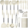 Heat-Resistant Silicone Cooking Utensil Set, 30 Pcs Kitchen Utensils Set with Stainless Steel Handle, Food Grade Silicone Spatula Se... - Ergonomic Kitchen Tongs and Cooking Spoon Utensil - Default Title