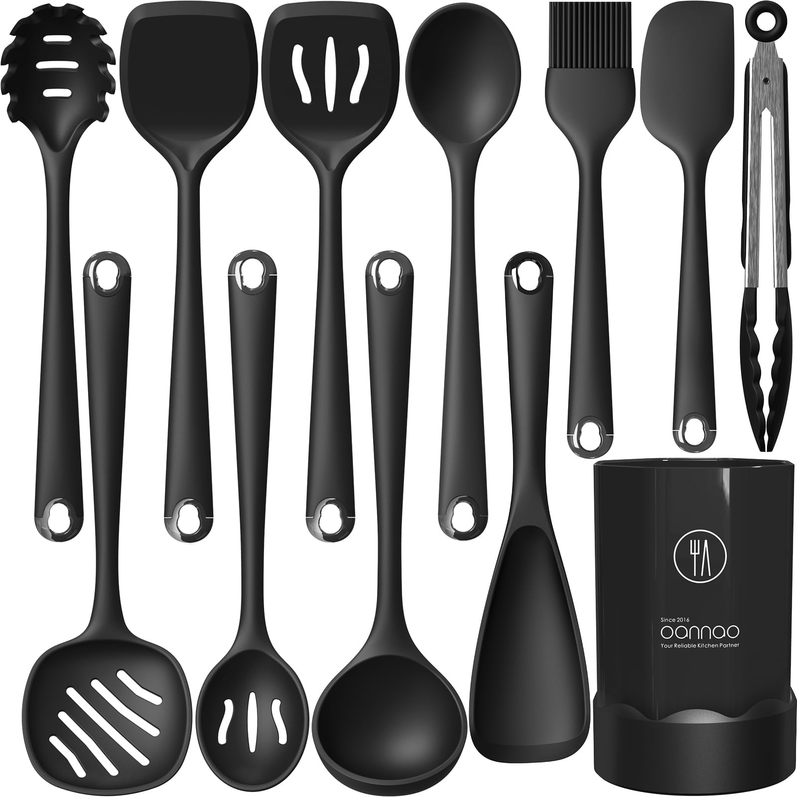 Ergonomic Cooking Silicone Kitchen Utensils Set, 600°F Heat Resistant Silicone Cooking Utensils, Spatula, Spoon, Whisk, Tongs, Kitchen ... - Heat-Resistant Silicone Cooking Spatula Turner - Default Title