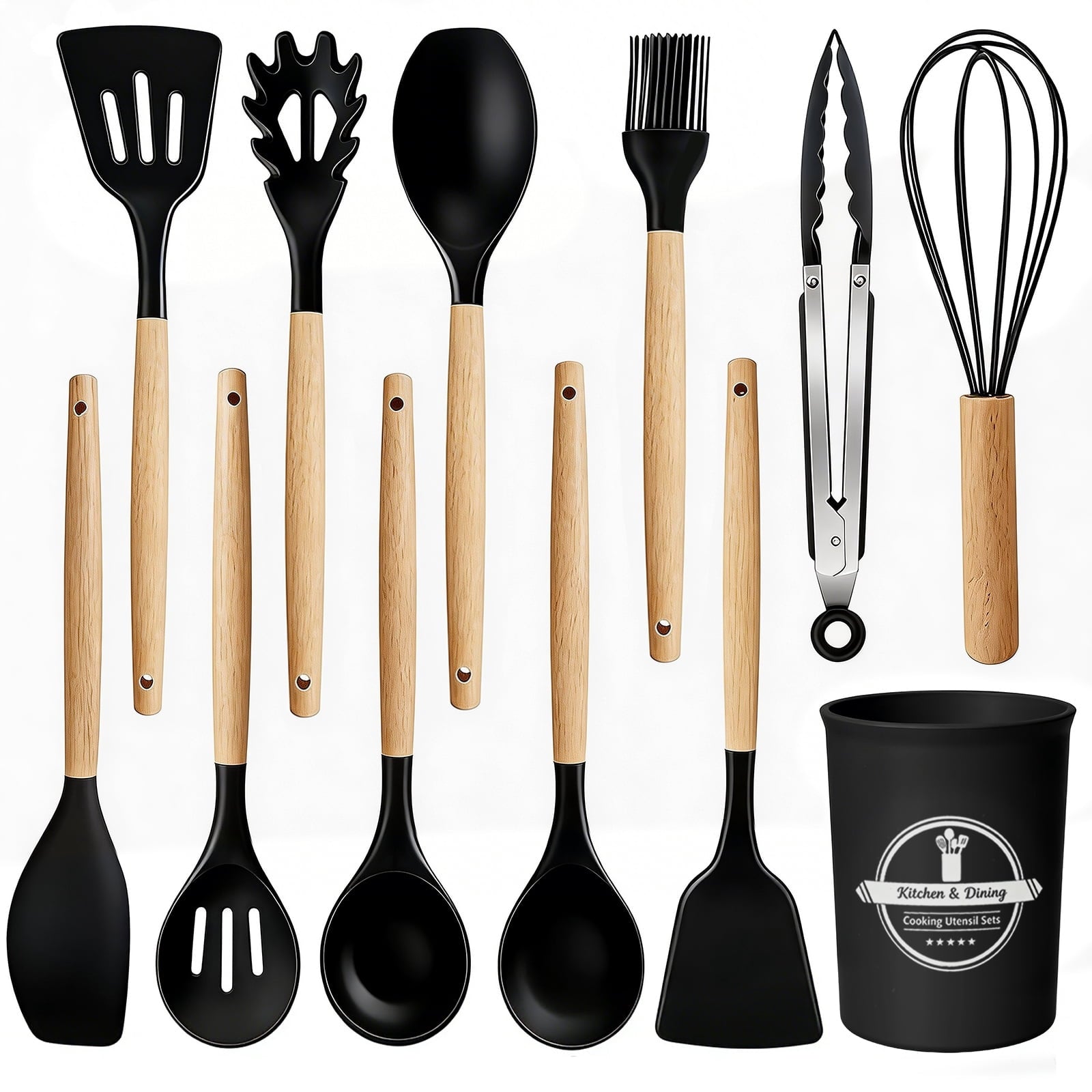 Chef-Quality Silicone Cooking Utensils Set, Heat Resistant Kitchen Cooking Utensils Set, 12 PCS Handle Silicone Kitchen Gadgets Ut... - High-Precision Culinary Tool for Baking & Cooking - Default Title