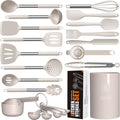Professional Grade Large Silicone Cooking Utensils Set - Heat Resistant Kitchen Utensils,Turner Tongs,Spatula,Spoon,Brush,Whisk,Stainles... - High-Precision Culinary Tool for Baking & Cooking - Default Title