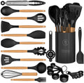 Ergonomic Manual Silicone Cooking Utensils Set - Silicone Kitchen Utensils for Cooking Wooden Handles, 446°F Heat Resistant Kitchen Ut... - Multi-Functional Manual Food Chopper & Slicer - Default Title