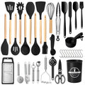 Non-Stick Safe Silicone Cooking Utensils Set with Holder, 44 PCS Kitchen Utensils Set, Silicone Kitchen Gadgets Spatulas Set for Non... - Premium Stainless Steel Cooking Utensil for Non-Stick Pots - Default Title