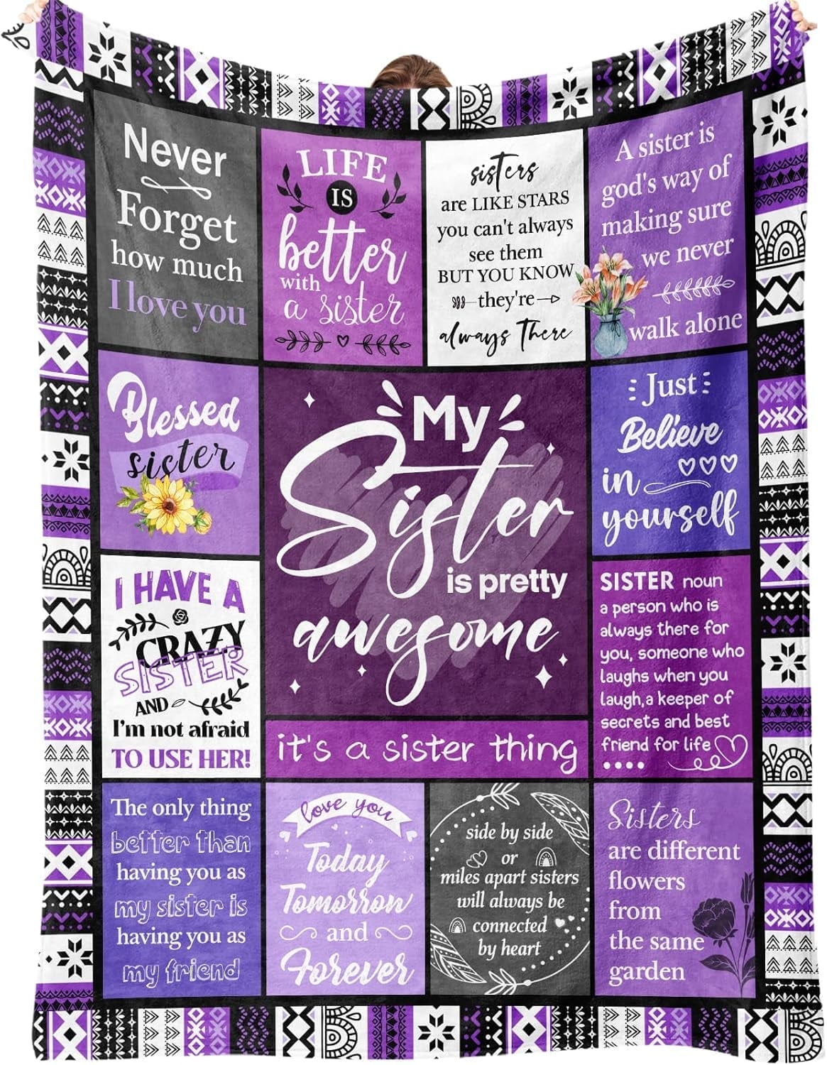Lightweight Warm Sister Gifts Blanket, Sister Gifts , Happy Birthday Gifts for Sister, Unique Sister Gifts for My Dear Sister on Mothe... - Cozy Fleece Throw Blanket for Couch & Bed - Default Title