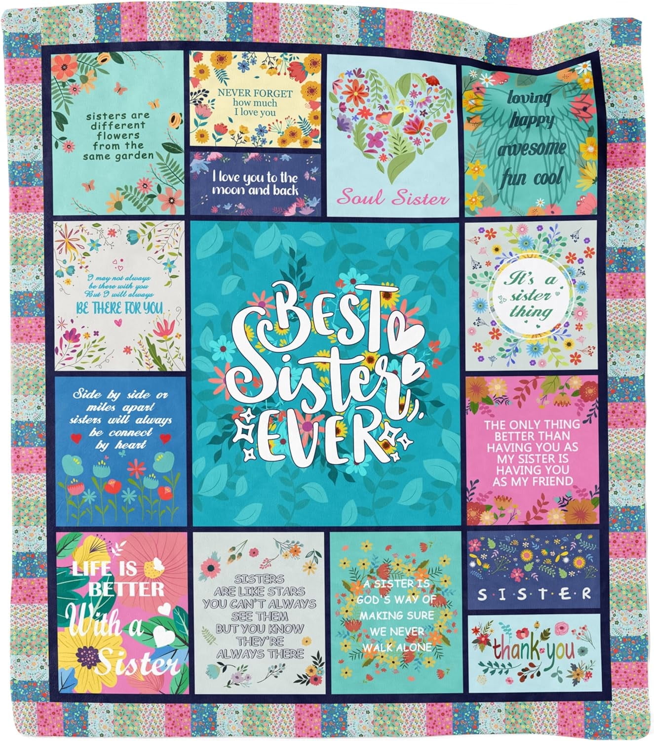 Reversible Sherpa Sister Gifts Blanket for Birthday, Mother's Day, Christmas - Big Sister Gift Ideas - Cozy Fleece Throw Blanket for Couch & Bed - Default Title