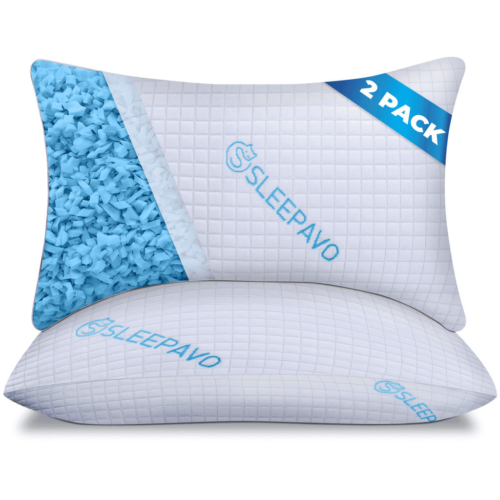 Orthopedic Support Adjustable Shredded Memory Foam Pillows Queen Size Set of 2 - Extra Soft Cooling Bamboo Bed Pillows for Sleeping - Ba... - Hotel Quality Plush Sleeping Pillows - Default Title