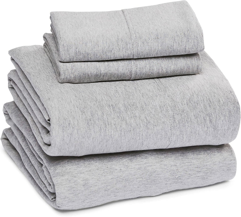 Breathable Luxury Jersey Knit Full Size Sheets 4pc|100% T-Shirt Cotton Blend Super Soft Breathable Jersey Sheets Full Size Bed, Stretch... - Luxury Bed Sheet Set with Deep Pockets - Default Title