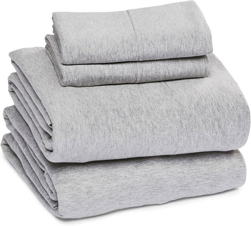 Breathable Luxury Jersey Knit Full Size Sheets 4pc|100% T-Shirt Cotton Blend Super Soft Breathable Jersey Sheets Full Size Bed, Stretch... - Luxury Bed Sheet Set with Deep Pockets - Default Title