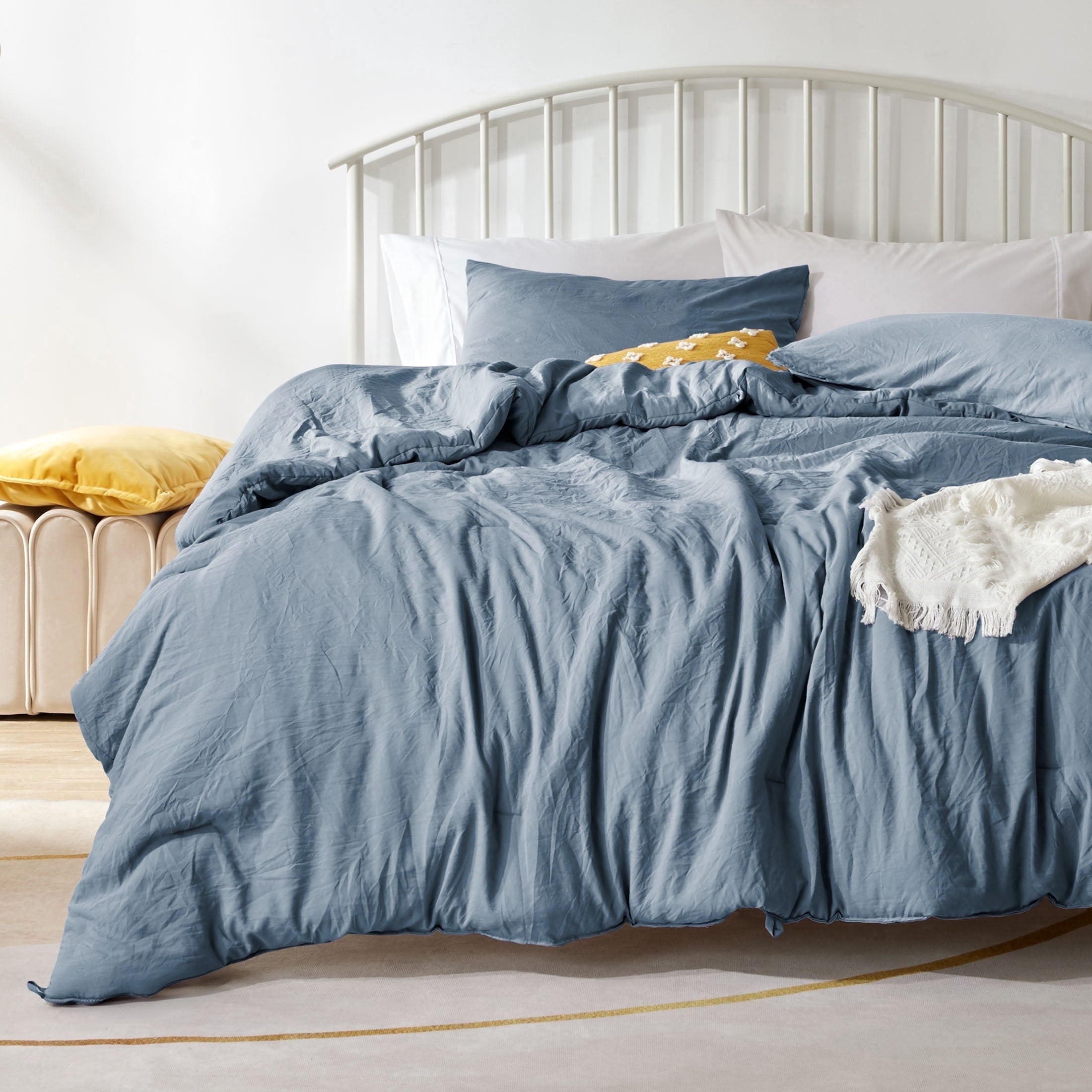 Hypoallergenic Cloud Washed Comforter Sets Queen 3 Piece, Soft and Cozy, Fluffy Microfiber Fill, Washed Textured Wrinkled Design (Flint St... - Cloud-Like Soft Lightweight Bed Comforter - Default Title