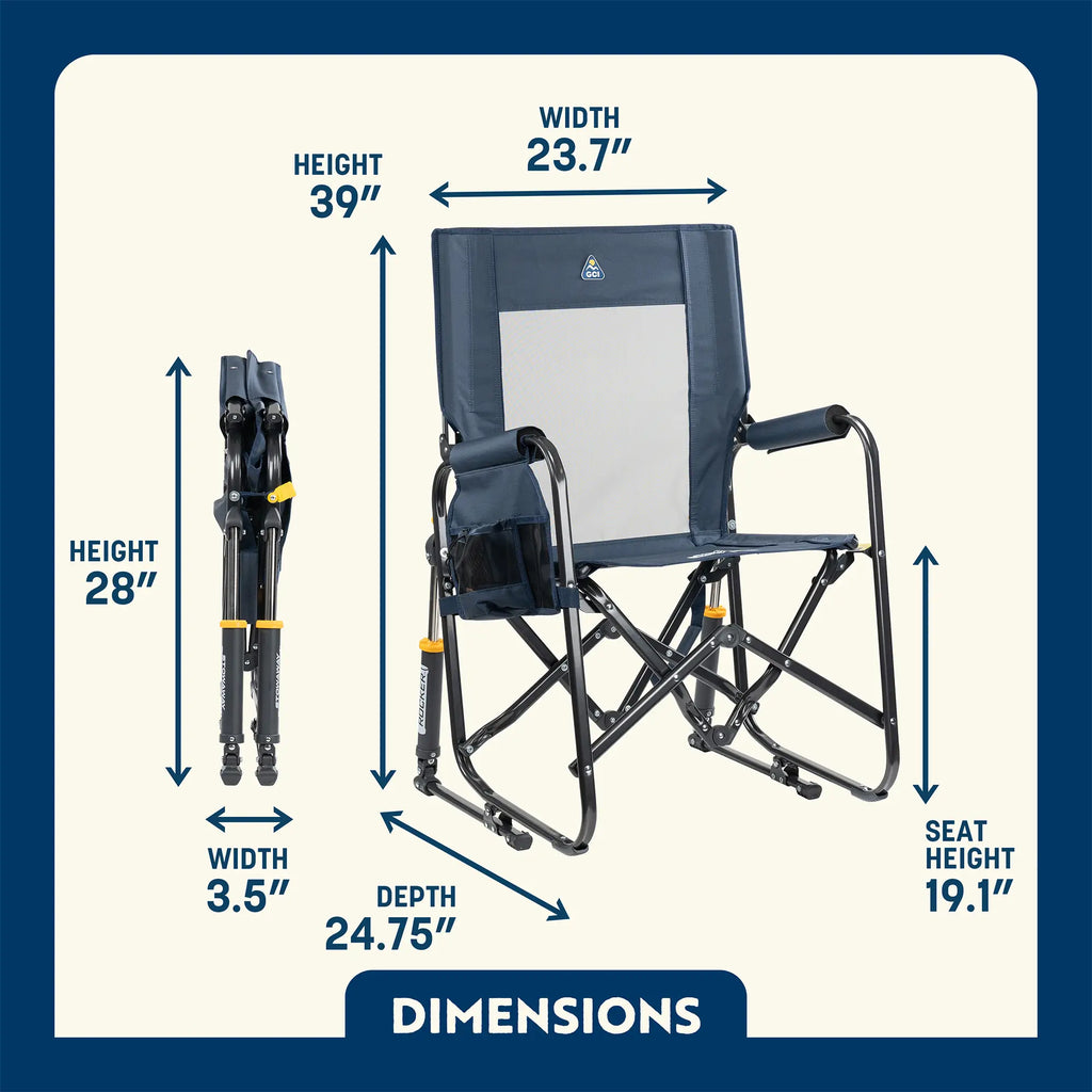 Premium All-Weather Stowaway Rocker with Storage Pouch - Choice 573 - Heavy-Duty Kickback Rocker with Beverage Holder Detail