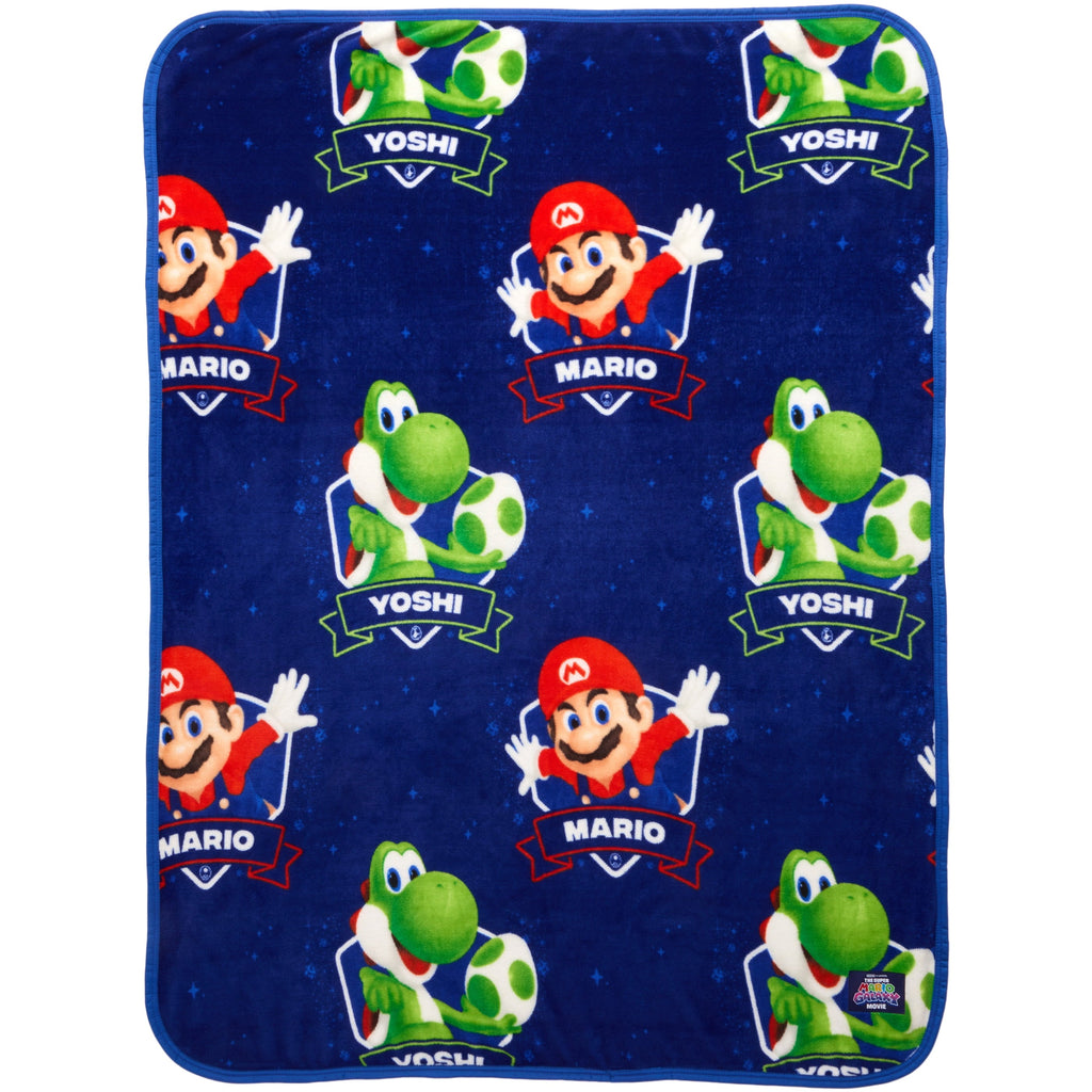 Reversible Sherpa Galaxy Movie Kids Blue Print Fleece Throw Blanket, 46 x 60 - Luxury Knitted Decorative Throw Blanket with Fringes - Default Title