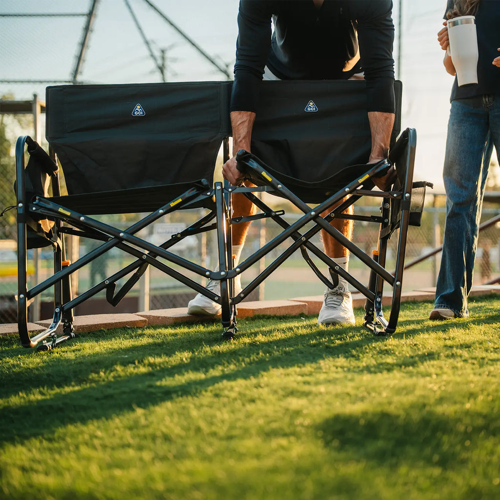 Premium All-Weather Tandem Rocker - Choice 227 - Patented Spring-Action Rocking Chair for Camping Detail