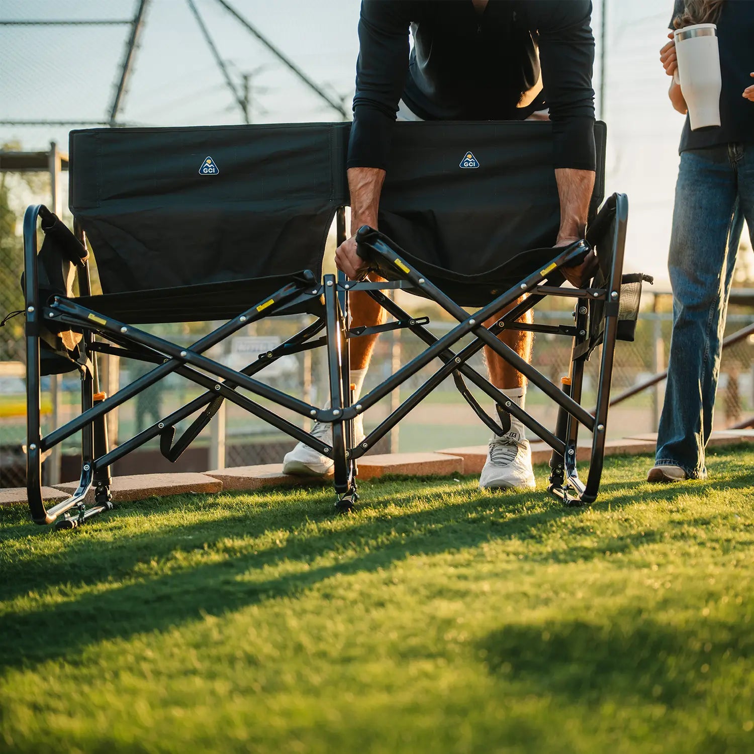 Premium All-Weather Tandem Rocker - Choice 227 - Patented Spring-Action Rocking Chair for Camping Detail