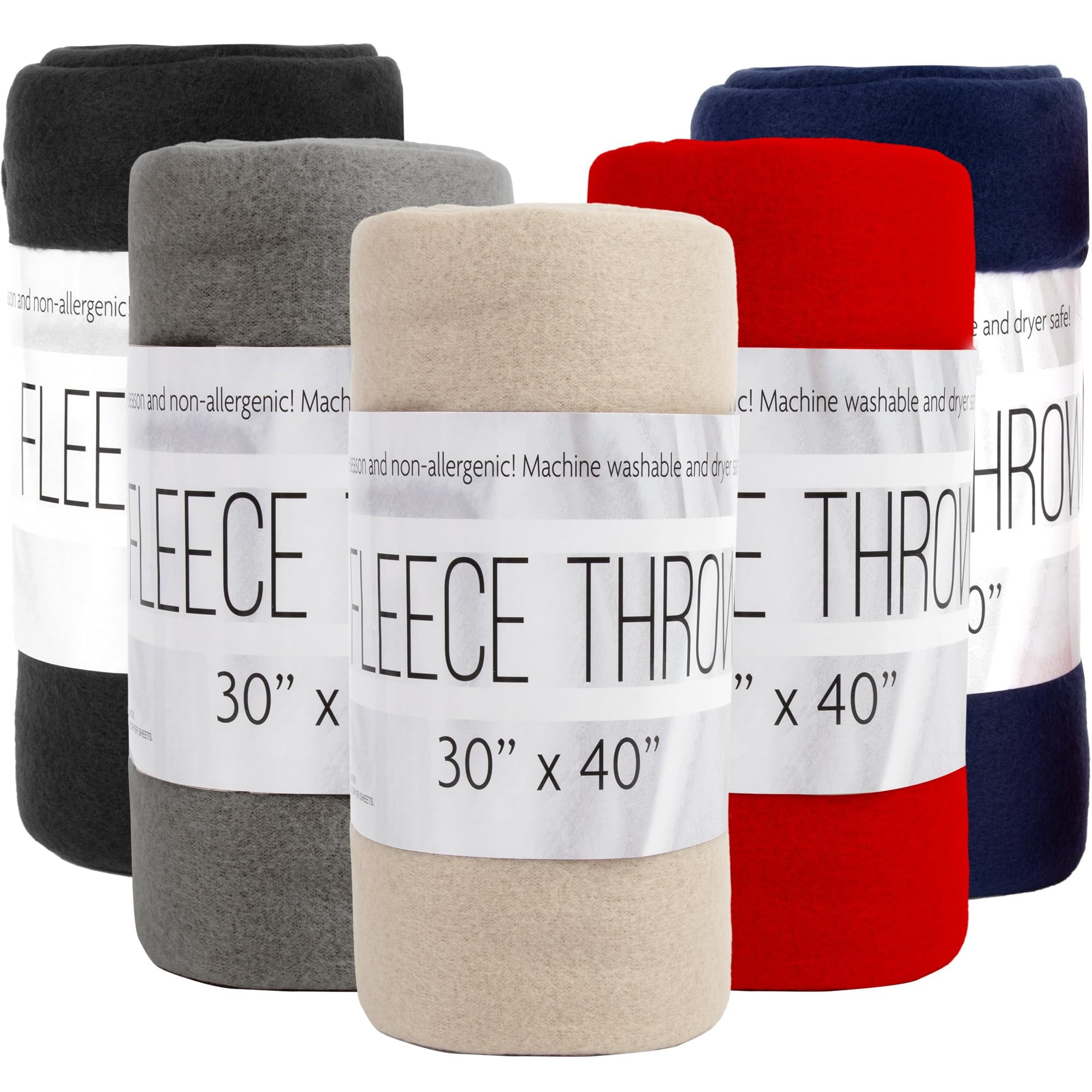 Cozy Fleece 24 pack Adult Soft Fleece 40"L x 30"L Twin Throw Blankets for Homeless, Wedding Favors, Home in Assorted Colors - Luxury Knitted Decorative Throw Blanket with Fringes - Default Title