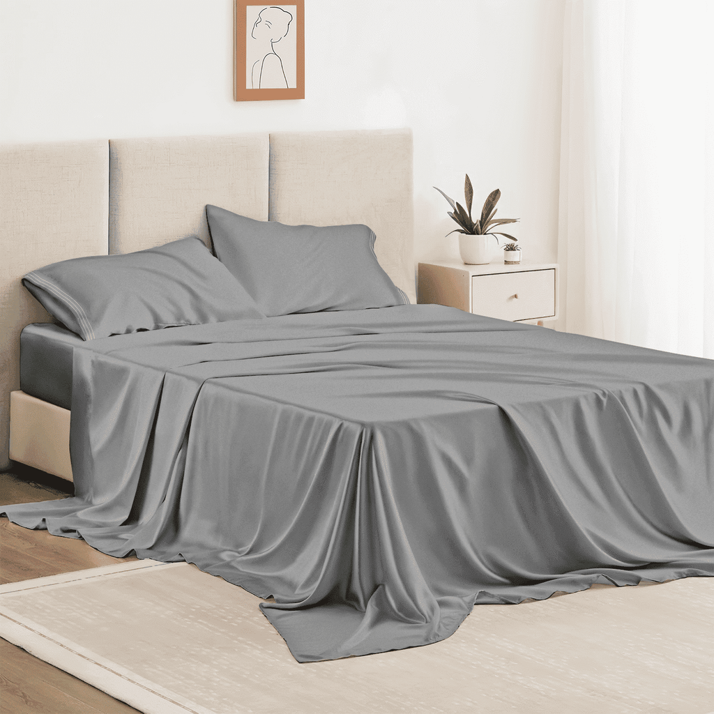 Cooling Sateen Twin Bed Sheet Set 3 Piece, Hotel Luxury Super Soft 1800 Series Microfiber Bed Sheets Set, Wrinkle Free Breathable, U... - Luxury Bed Sheet Set with Deep Pockets - Default Title