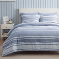 Luxurious Quilted Queen Comforter Set Blue, Bed in a Bag Queen Size Bedding 7-Pieces, Striped Bedding Set for All Seasons - All-Season Down Alternative Comforter Insert - Default Title