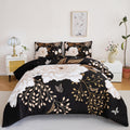 Luxurious Quilted Black Floral Comforter Set Queen, Printed Comforter White Flowers Butterfly Bedding Set, 3 Pieces Botanical Reversibl... - Hypoallergenic Ultra-Fluffy Quilt for Winter - Default Title