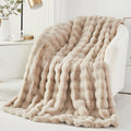 Lightweight Warm Taupe Faux Fur Bubble Blankets for Couch Chair Sofa Luxury Fluffy Thick Bubble Throw Blanket Furry Blanket Fuzzy Soft... - Lightweight Plush Warm Blanket for All Seasons - Default Title