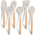 Heat-Resistant Kitchen Utensils Set of 6, Silicone Cooking Utensils with Wooden Handle, Non-Stick Cookware & Heat Resistant, Include... - Premium Stainless Steel Cooking Utensil for Non-Stick Pots - Default Title
