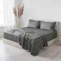 Cooling Sateen Virtu Bed Sheets Set, Deep Pocket Rayon Derived 4 Piece Queen Sheets sets, Gray - Breathable Egyptian Cotton Flat & Fitted Sheets - Default Title