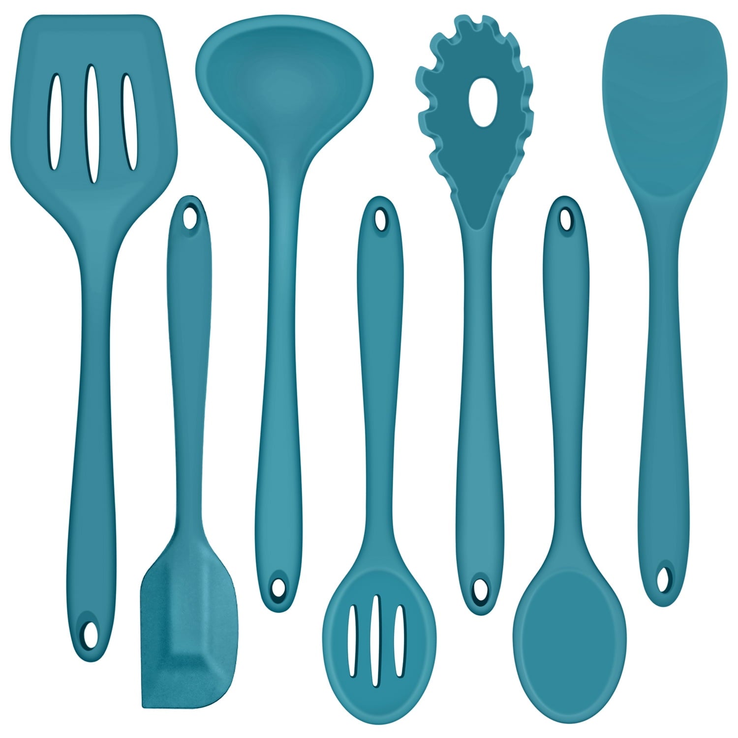 Durable Steel 7-Piece Silicone Cooking Utensils Set, Blue Kitchen Utensils, Non-stick Gadgets Tools Include Slotted Turner, Soup La... - Multi-Purpose Hand Tool for Daily Meal Prep - Default Title