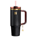 Splash-Resistant FlowState The Quencher Luxe H2.0 Flowstate Tumbler D171F - 40oz Large Capacity Car-Cup Friendly Quencher - Black Snakeskin