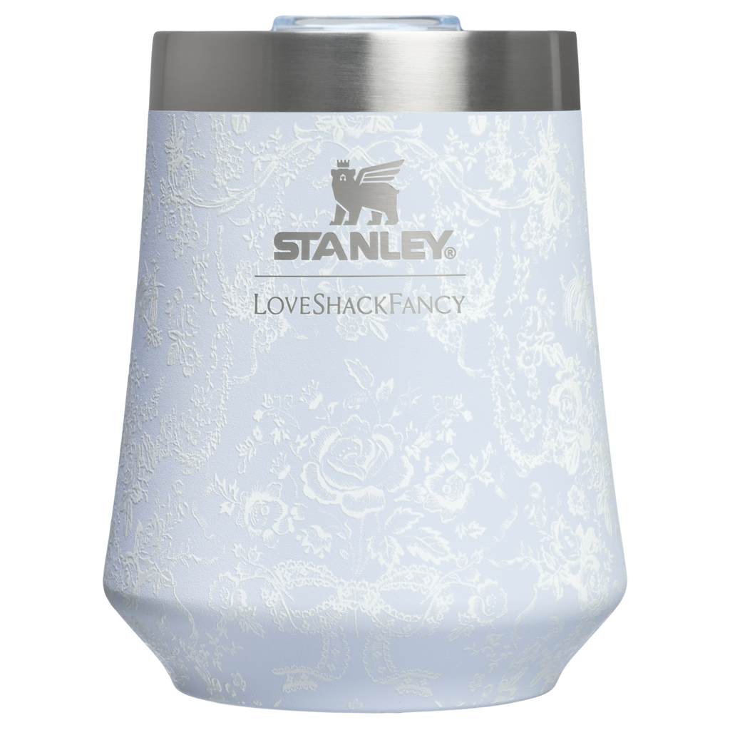 Flavor-Preserving Stanley 1913 x LoveShackFancy Holiday Reserve Wine Tumbler D367F - Elegant Stemless Vacuum Insulated Wine Tumbler - Toscana Toile Alpine Blue