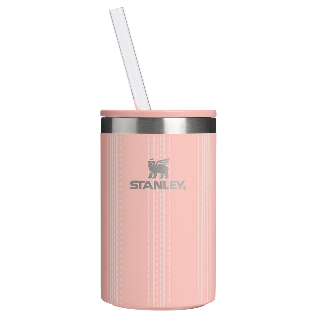 Leak-Proof Insulated The Everyday Can Cooler Cup D353P - Heavy-Duty Ice-Retention Food & Beverage Carrier - Peach Rose Picnic Stripe