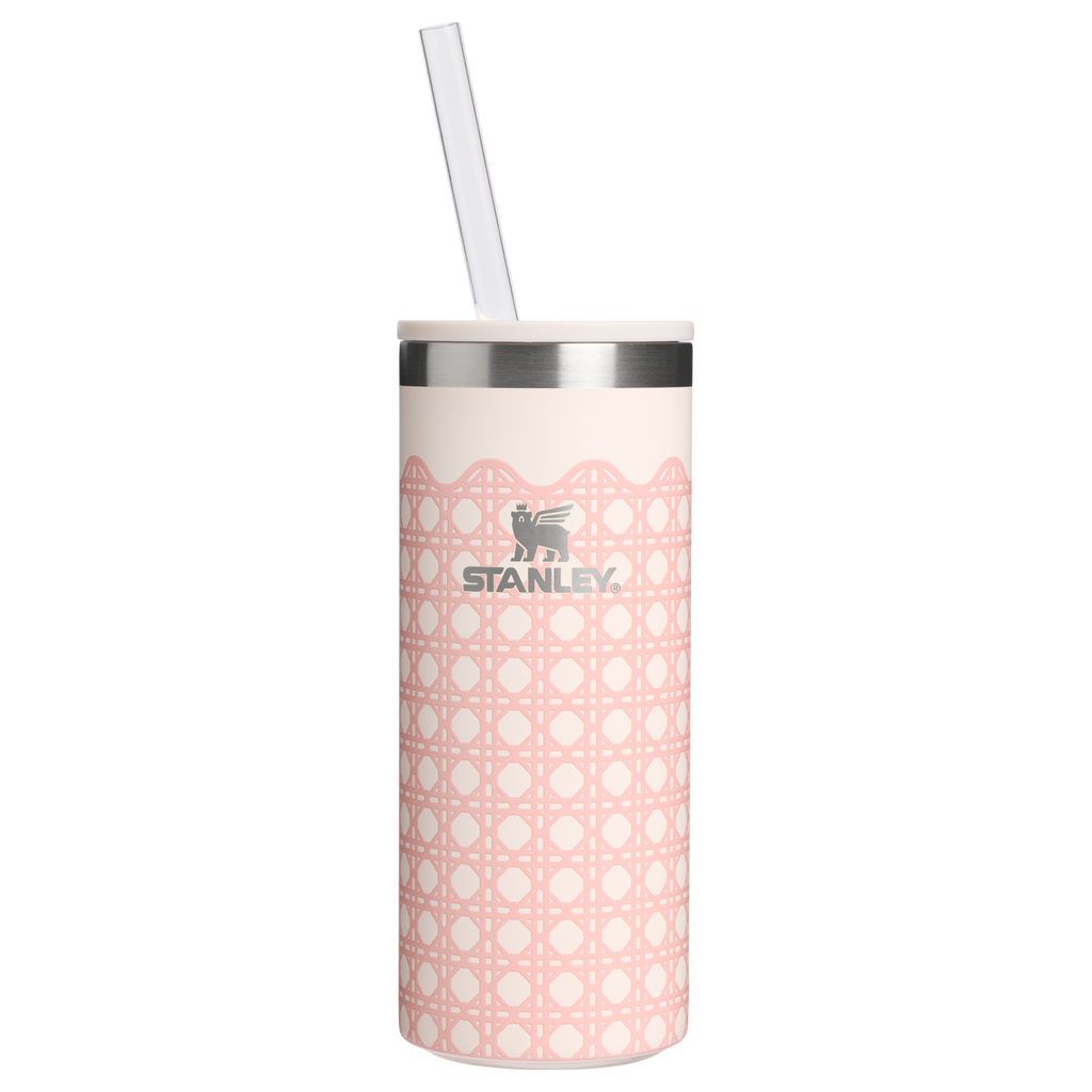 Leak-Proof Insulated The Everyday Slim Can Cooler Cup D350R - Julienne Series Portable Picnic Chiller Tote - Rose Quartz Rattan