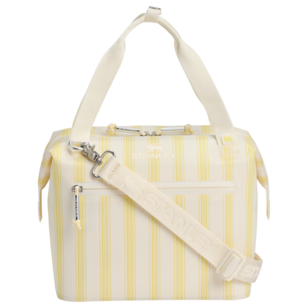 Premium All-Weather The All Day Julienne Mini Cooler D349V - Heavy-Duty Ice-Retention Food & Beverage Carrier - Cream Picnic Stripe