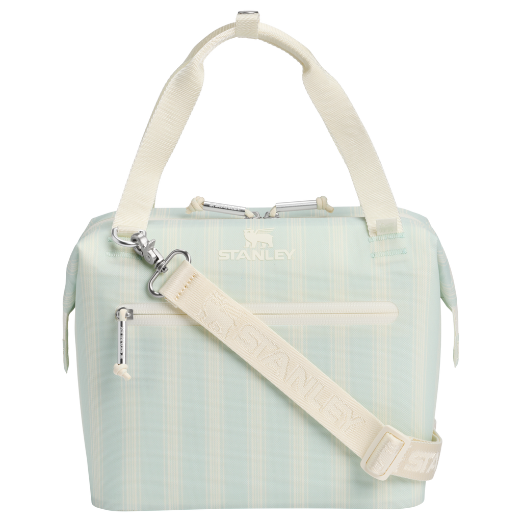 Premium All-Weather The All Day Julienne Mini Cooler D349V - Heavy-Duty Ice-Retention Food & Beverage Carrier - Mist Picnic Stripe