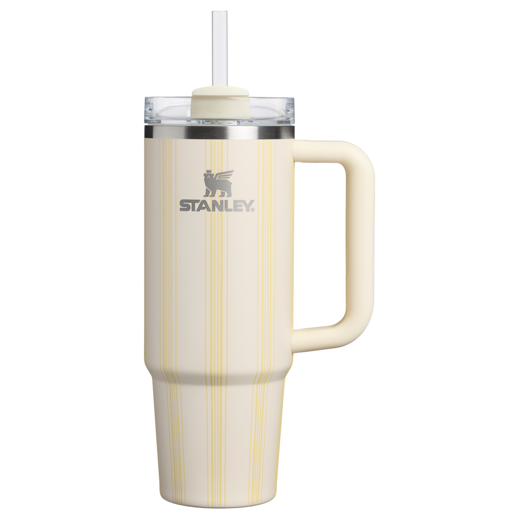 Car-Cup Friendly The Quencher H2.0 Flowstate Tumbler D343V - FlowState 3-Position Lid Insulated Travel Mug - Cream Picnic Stripe