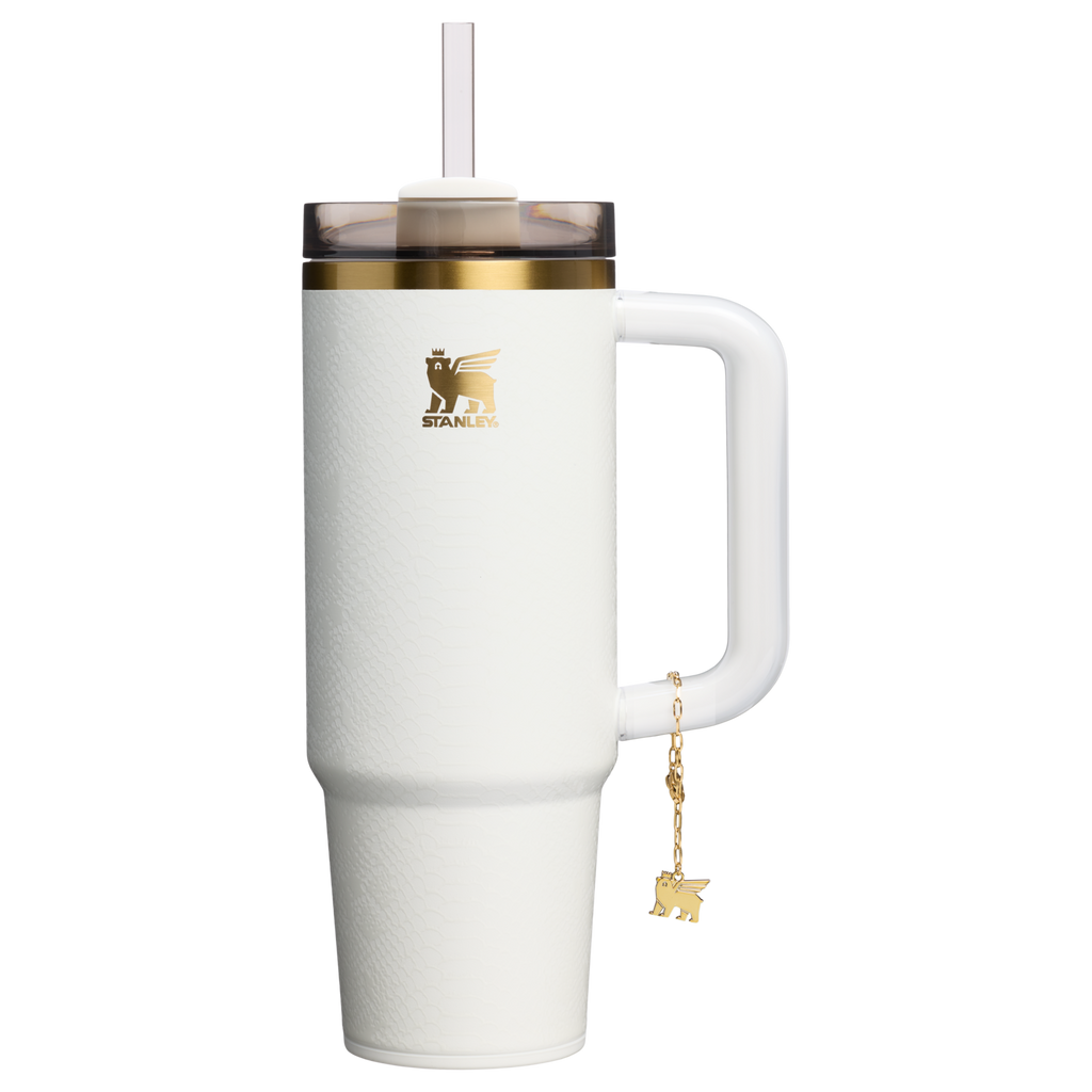 Splash-Resistant FlowState The Quencher Luxe H2.0 Flowstate Tumbler D171F - 40oz Large Capacity Car-Cup Friendly Quencher - Pale Stone Snakeskin