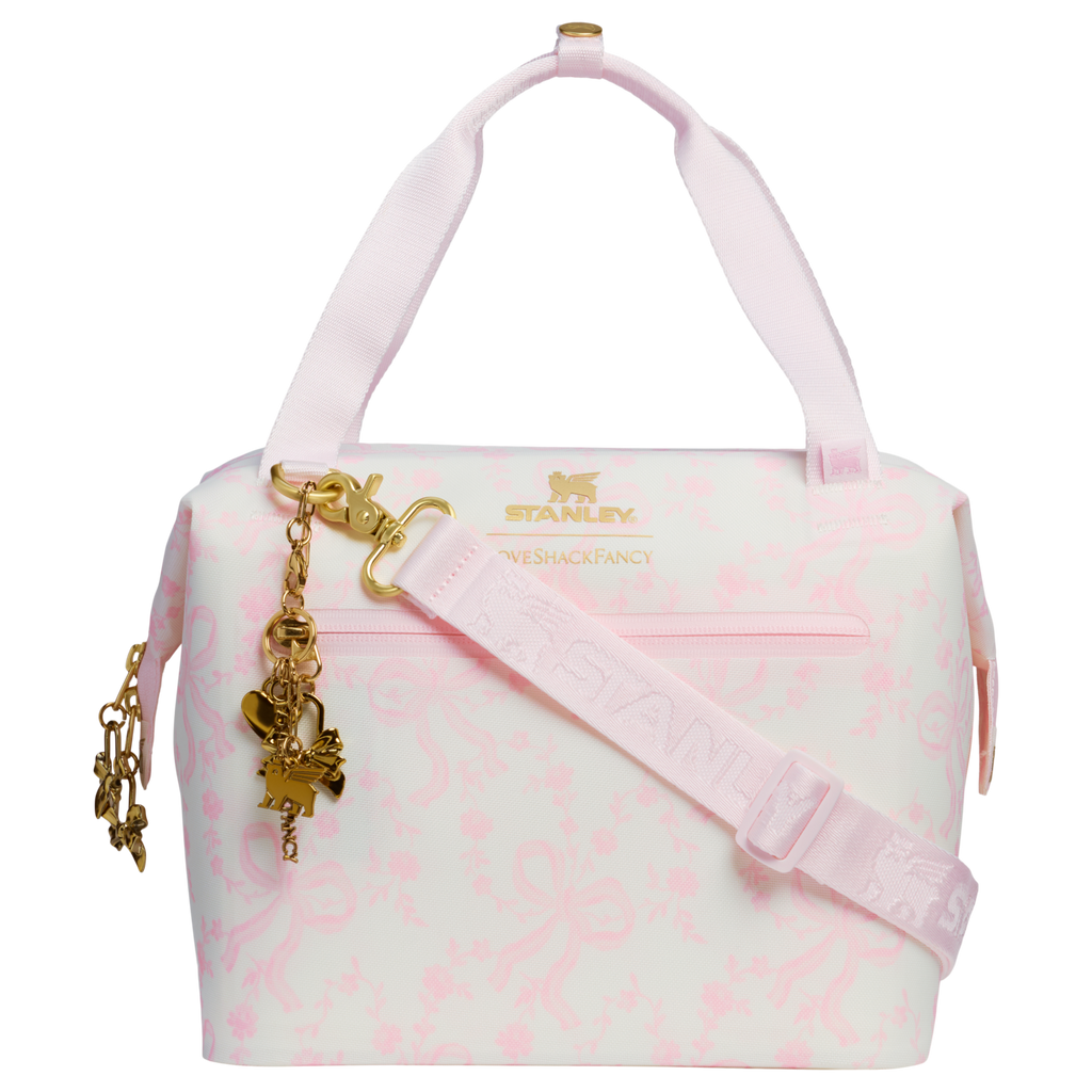 Ice-Retention Stanley 1913 x LoveShackFancy Holiday All Day Julienne Mini Cooler D194V - Compact All-Weather Soft-Sided Cooler Backpack - Coquette Bow Winter Ice