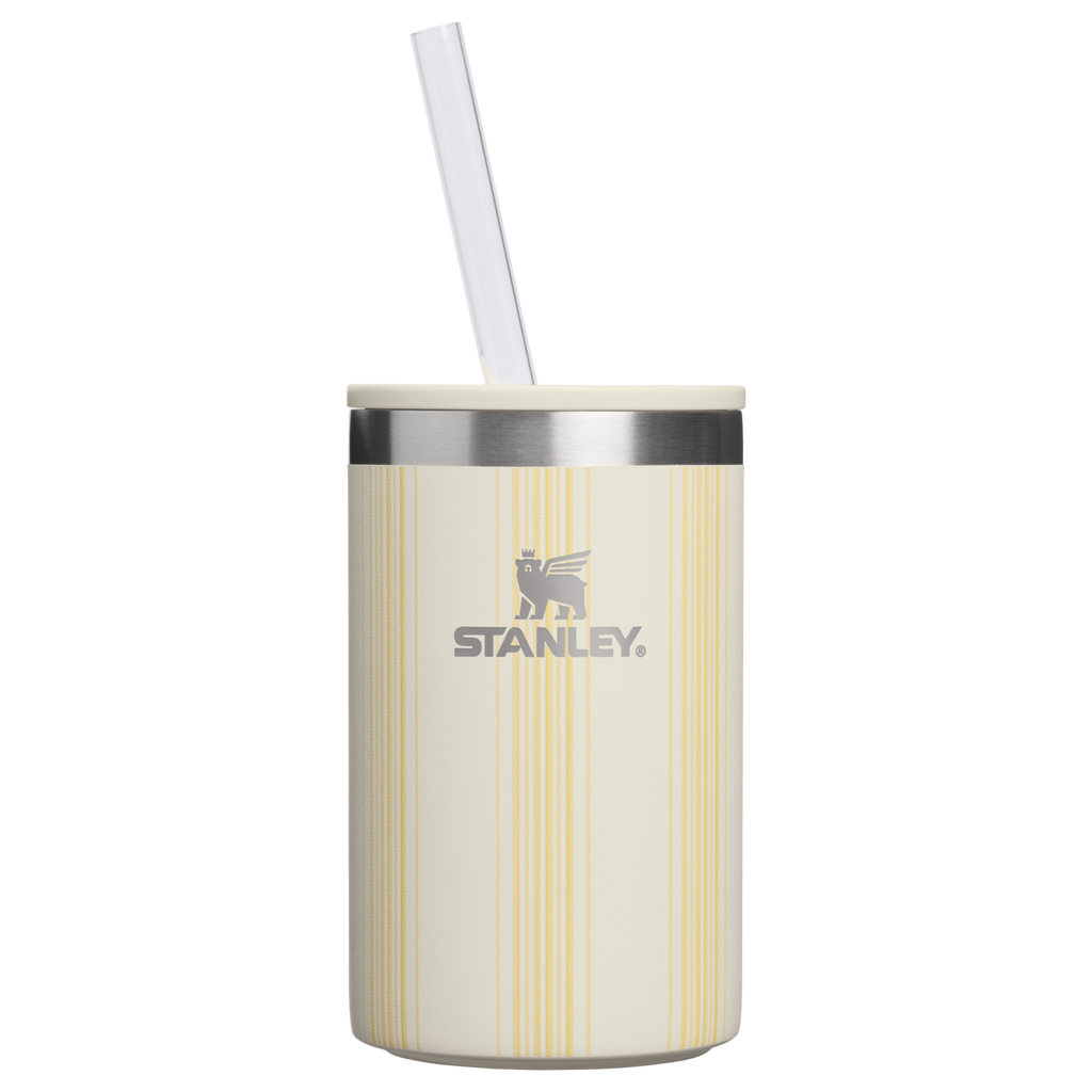 Leak-Proof Insulated The Everyday Can Cooler Cup D353P - Heavy-Duty Ice-Retention Food & Beverage Carrier - Cream Picnic Stripe