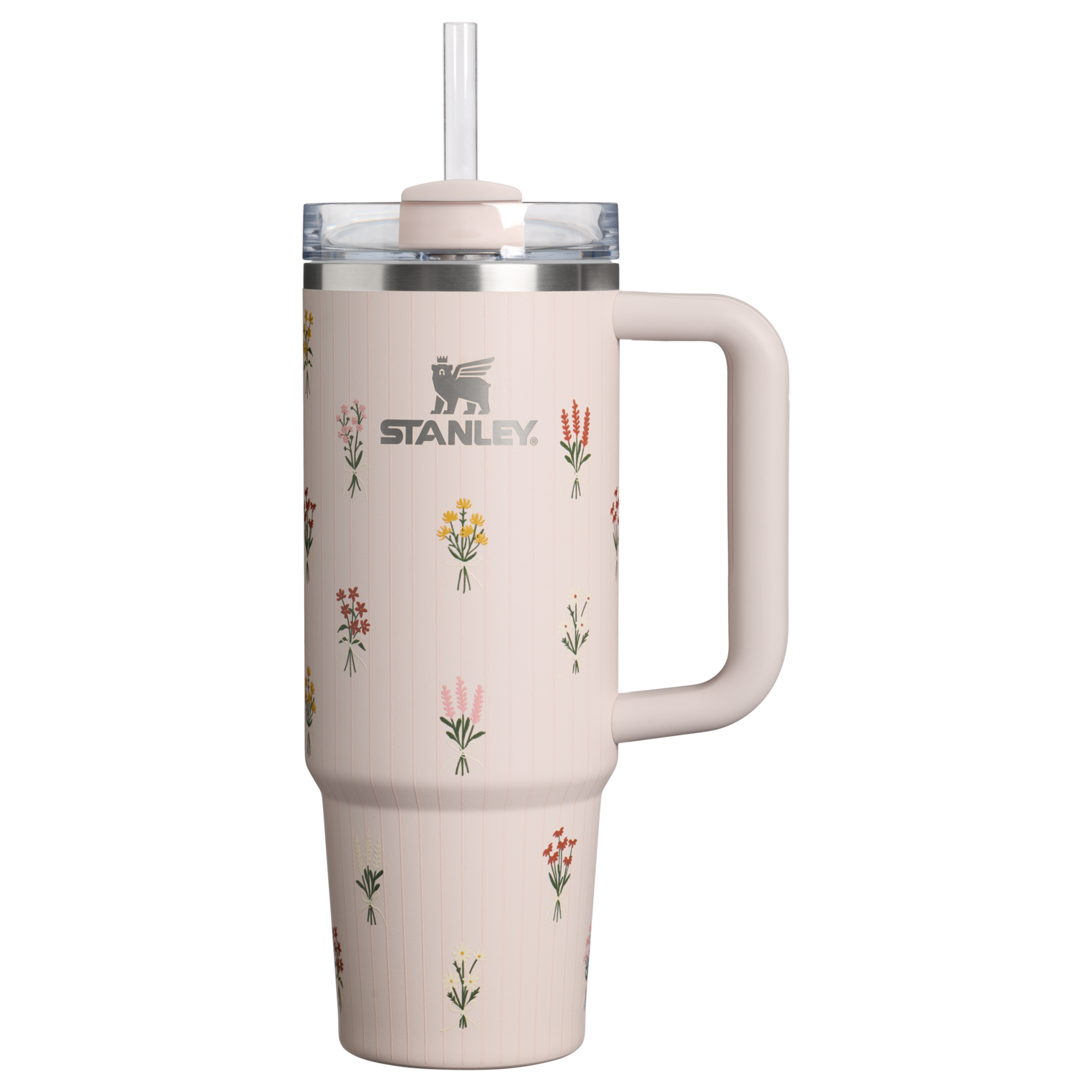Splash-Resistant FlowState The Quencher H2.0 Flowstate Tumbler D363L - Double-Wall Vacuum Insulated Travel Tumbler with Straw - Rose Quartz Bouquets