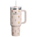 Insulated Travel The Quencher H2.0 Flowstate Tumbler D362R - FlowState 3-Position Lid Insulated Travel Mug - Rose Quartz Bouquets