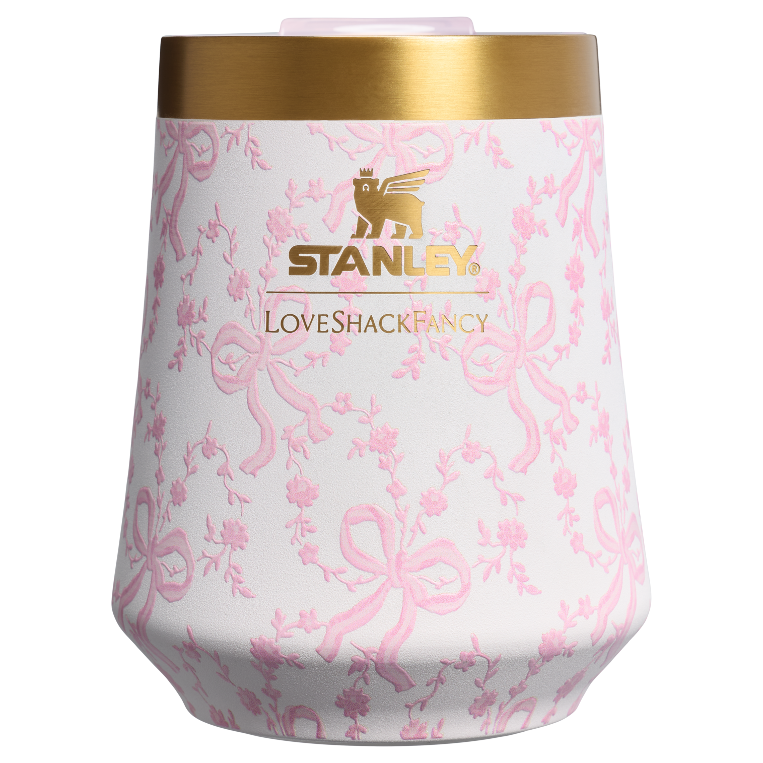 Flavor-Preserving Stanley 1913 x LoveShackFancy Holiday Reserve Wine Tumbler D367F - Elegant Stemless Vacuum Insulated Wine Tumbler - Coquette Bow Chantilly