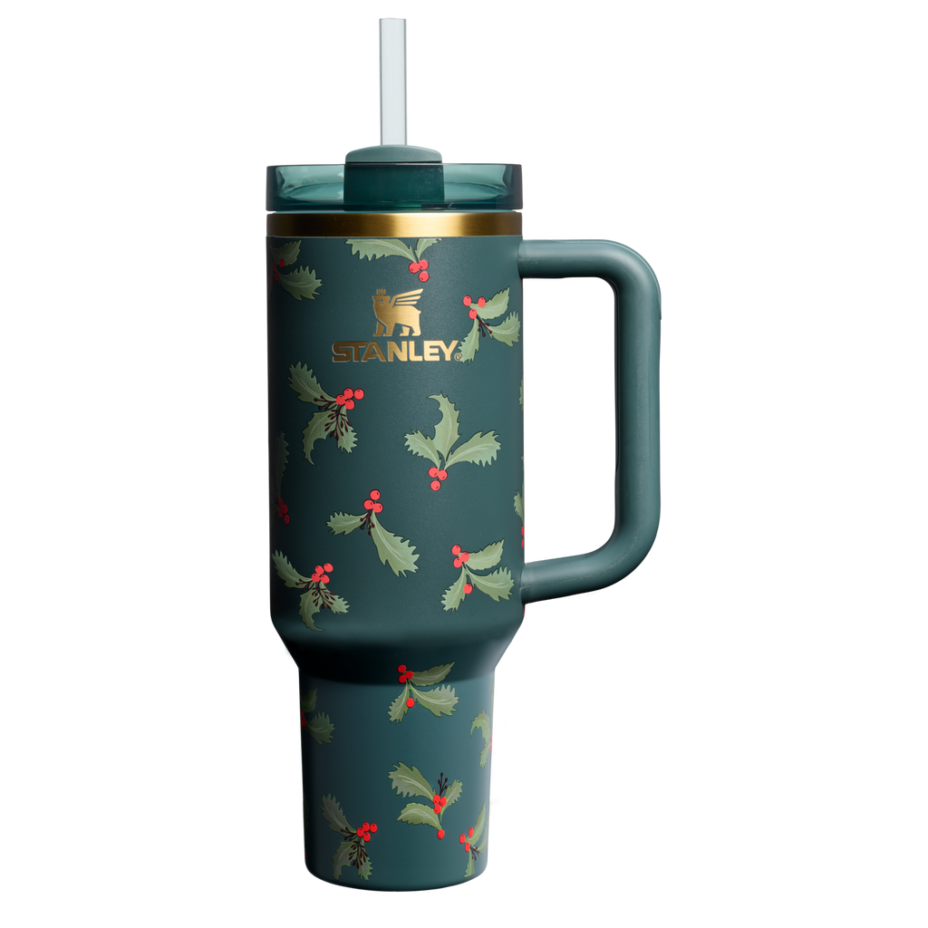 Insulated Travel The Cheers & Cheer Quencher H2.0 Flowstate Tumbler D188Q - Premium Stainless Steel Straw Cup for All-Day Hydration - Holiday Botanical